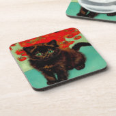 ファンゴッホ黒猫赤い花 コースター (左側)