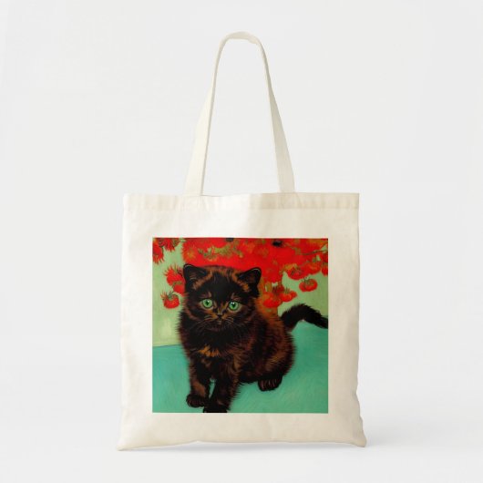 ファンゴッホ黒猫赤い花 トートバッグ (正面)