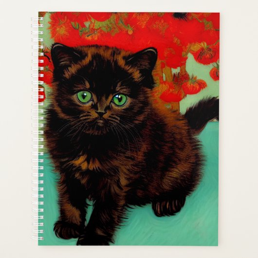 ファンゴッホ黒猫赤い花 プランナー手帳 (正面)
