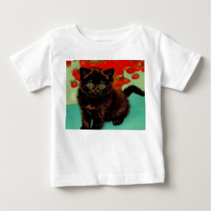 ファンゴッホ黒猫赤い花 ベビーTシャツ