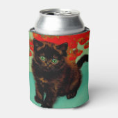 ファンゴッホ黒猫赤い花 缶クーラー (缶正面)