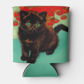 ファンゴッホ黒猫赤い花 缶クーラー (正面)