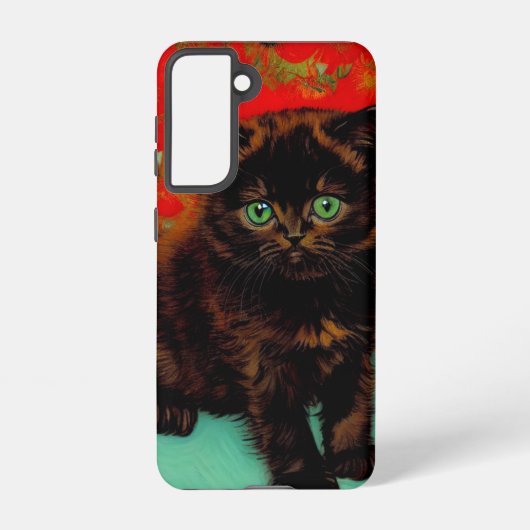 ファンゴッホ黒猫赤い花 SAMSUNG GALAXYケース (裏面)