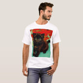 ファンゴッホ黒猫赤い花 Tシャツ (正面フル)