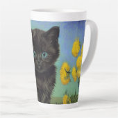ファンゴッホ黒猫黄色の花 カフェラテマグ (右アングル)