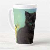 ファンゴッホ黒猫黄色の花 カフェラテマグ (左アングル)