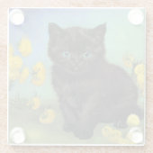 ファンゴッホ黒猫黄色の花 ガラスコースター (裏面)