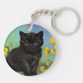 ファンゴッホ黒猫黄色の花 キーホルダー (裏面)