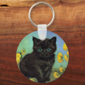 ファンゴッホ黒猫黄色の花 キーホルダー (裏面)