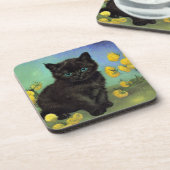 ファンゴッホ黒猫黄色の花 コースター (左側)