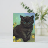 ファンゴッホ黒猫黄色の花 シーズンポストカード (スタンド正面)
