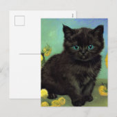 ファンゴッホ黒猫黄色の花 シーズンポストカード (正面/裏面)