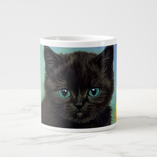 ファンゴッホ黒猫黄色の花 ジャンボコーヒーマグカップ (正面)