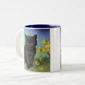 ファンゴッホ黒猫黄色の花 ツートーンマグカップ (正面左)