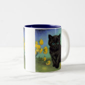 ファンゴッホ黒猫黄色の花 ツートーンマグカップ (正面右)