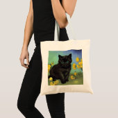 ファンゴッホ黒猫黄色の花 トートバッグ (正面(商品))