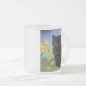 ファンゴッホ黒猫黄色の花 フロストグラスマグカップ (正面右)