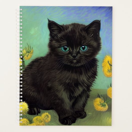 ファンゴッホ黒猫黄色の花 プランナー手帳 (正面)