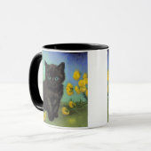 ファンゴッホ黒猫黄色の花 マグカップ (正面左)