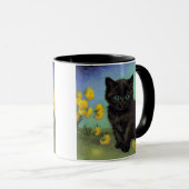 ファンゴッホ黒猫黄色の花 マグカップ (正面右)