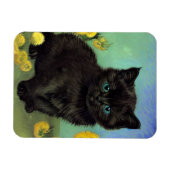 ファンゴッホ黒猫黄色の花 マグネット (横)