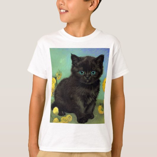 ファンゴッホ黒猫黄色の花 Tシャツ (正面)