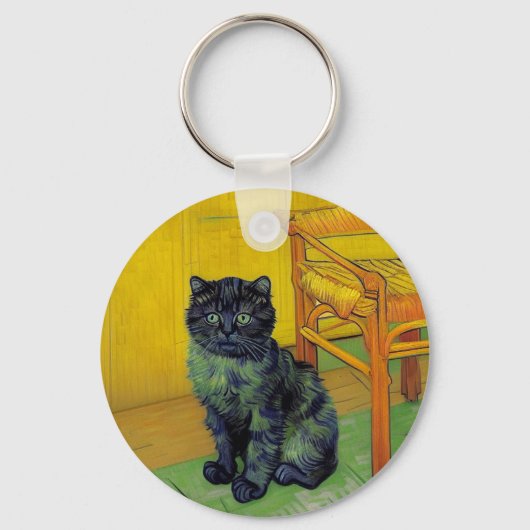 ファンゴッホ黒猫 キーホルダー (正面)