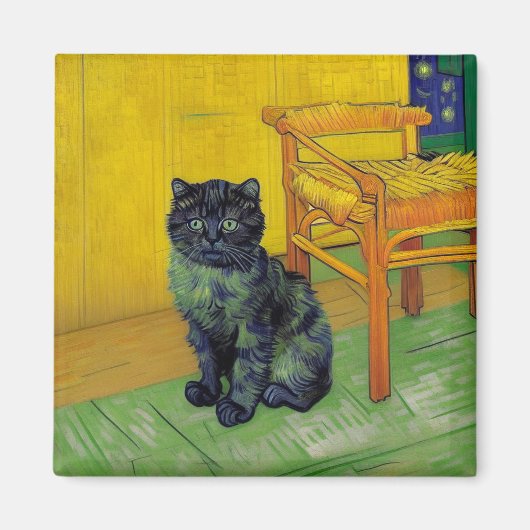 ファンゴッホ黒猫 マグネット (正面)