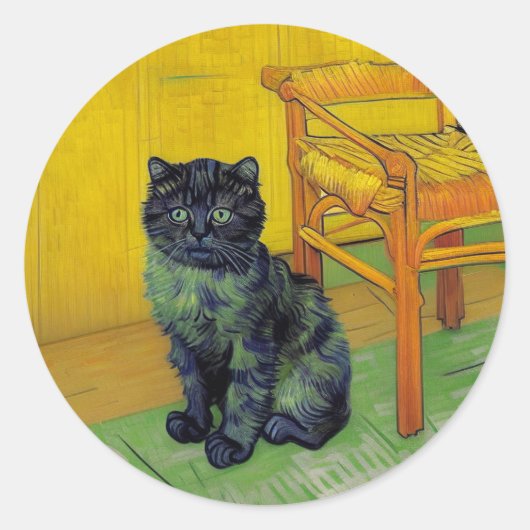 ファンゴッホ黒猫 ラウンドシール (正面)
