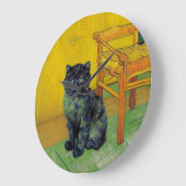 ファンゴッホ黒猫 ラージ壁時計 (傾斜)