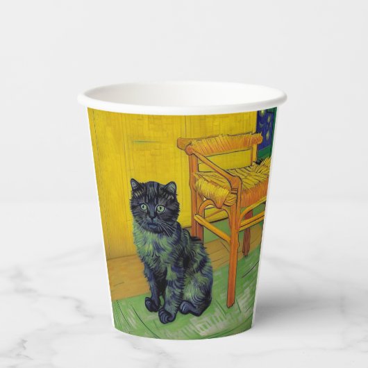 ファンゴッホ黒猫 紙コップ (正面)