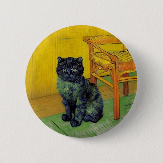 ファンゴッホ黒猫 缶バッジ (正面)