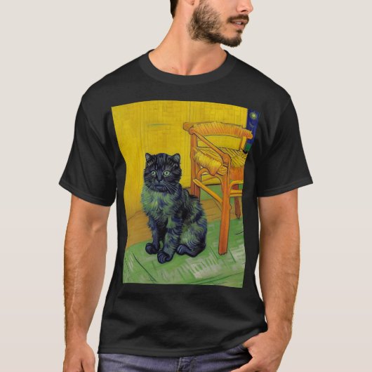 ファンゴッホ黒猫 Tシャツ (正面)