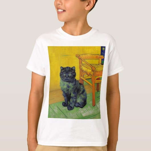 ファンゴッホ黒猫 Tシャツ (正面)