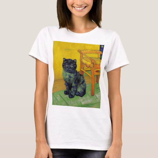 ファンゴッホ黒猫 Tシャツ (正面)