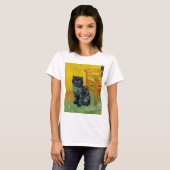 ファンゴッホ黒猫 Tシャツ (正面フル)