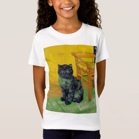ファンゴッホ黒猫 Tシャツ (正面)