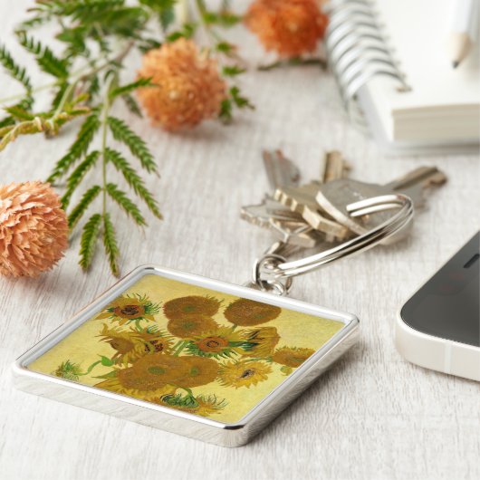 ファンゴッホ – ひまわり15個の花瓶 キーホルダー (側面)