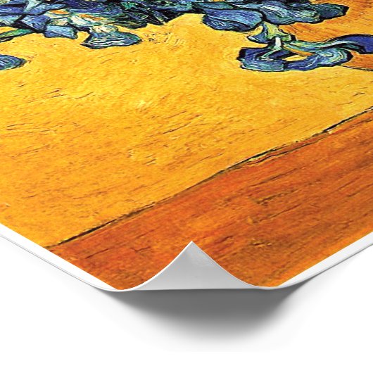 ファンゴッホ – アイリスの黄色い背景の花瓶 ポスター (角)