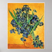 ファンゴッホ – アイリスの黄色い背景の花瓶 ポスター (正面)