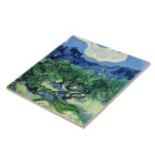 ファンゴッホ – アルピルが背景にあるオリーブの木 タイル (側面)