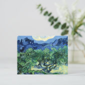 ファンゴッホ – アルピルが背景にあるオリーブの木 ポストカード (スタンド正面)