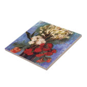 ファンゴッホ – カーネーションやその他の花が飾られた花瓶 タイル (側面)