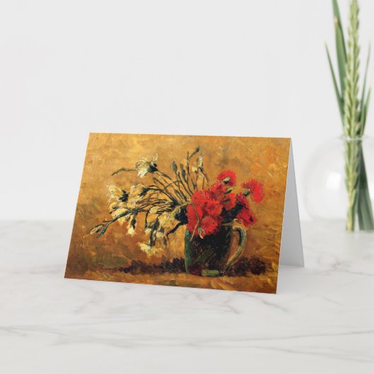 ファンゴッホ – カーネーション赤と白付きJug サンキューカード (正面)