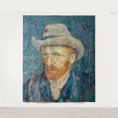 ファンゴッホ – グレーハットを使用した自己感じ画像 タペストリー (正面)