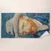 ファンゴッホ – グレーハットを使用した自己感じ画像 ビーチタオル (正面)