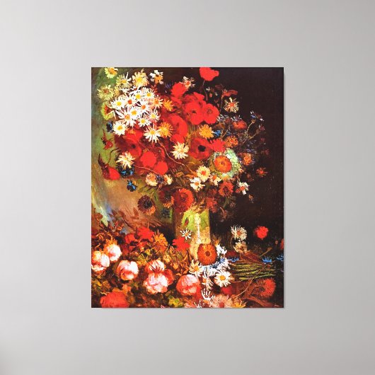 ファンゴッホ – ケシと花瓶，コーンフラワー，牡丹 キャンバスプリント (正面)