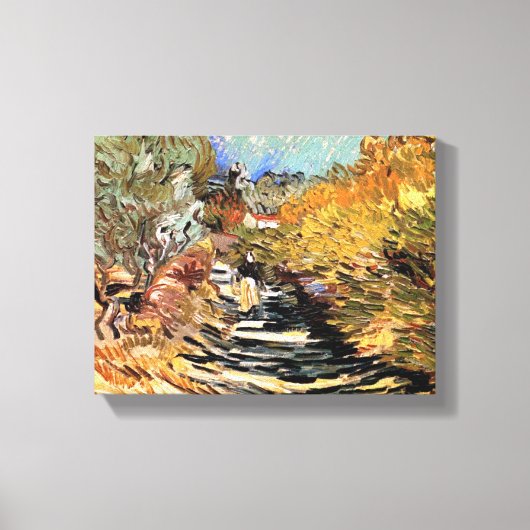 ファンゴッホ – サンレミーの道と女性姿 キャンバスプリント (正面)