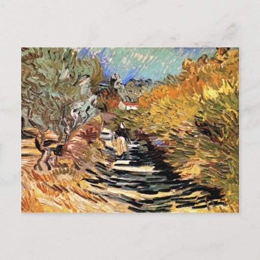 ファンゴッホ – サンレミーの道と女性姿 ポストカード (正面)