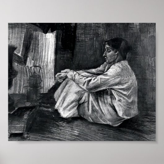 ファンゴッホ – シエンと葉巻が床に座って ポスター (正面)